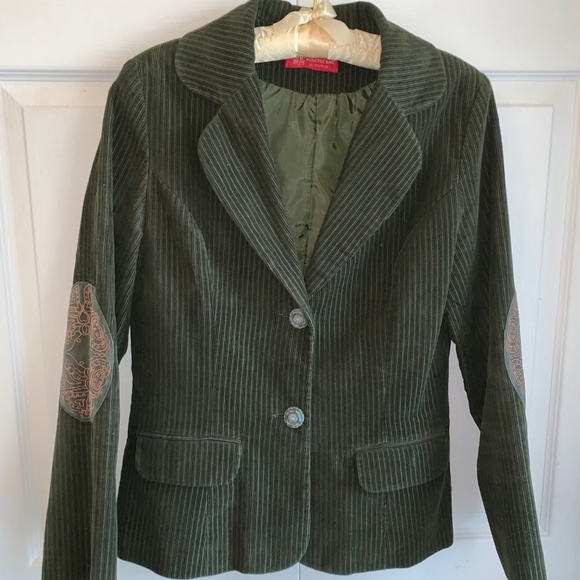 Hongyulang Green Corduroy Jacket w/Elbow Patches - Picture 2 of 7